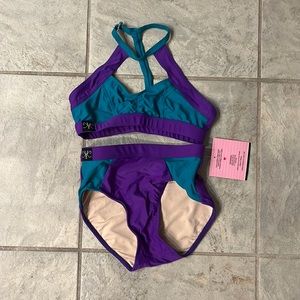 Kandi Kouture matching Purple and green set. Size CXL (10-12) Never worn!